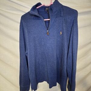 Polo Ralph Lauren Estate Rib 1/4 Zip Men's Large Shirt Blue 100% Cotton Pullover